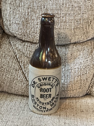 RARE Dr. Swett's c. 1900s Original Root Beer Stoneware Bottle Boston, Mass.