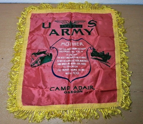 UNITED STATES ARMY Mother Dear Pillow Cover Camp Adair Oregon WWII Vintage Rare