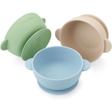 Soft Silicone Suction Baby Bowls Set of 3 Non-Slip Feeding Bowls for Infants