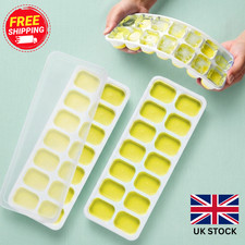 2 Pack Silicone Ice Cube Trays with Lids, Leakproof Easy Release Ice Moulds