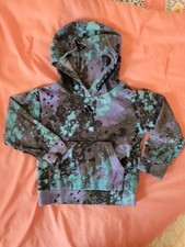 Adidas Fleece Hoodie Kids Pullover Size 4 Teal Purple Black Long Sleeve