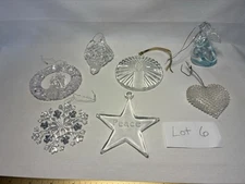 Clear Acrylic Christmas Ornaments Vtg Angel Heart Star Snowflake Candle