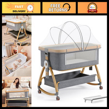 4-in-1 Portable Baby Bassinet Bedside Sleeper with Wheels, Mosquito Net  Storag