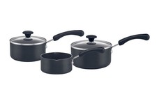 Image of Prestige Non Induction Saucepan Set Durable Lightweight Non Stick Cookware - 3pc
