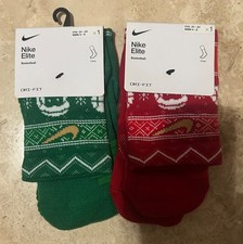 LOT OF 2 Nike Elite Crew Basketball Socks Christmas Size SMALL WOM 4-6 Yth 3Y-5Y