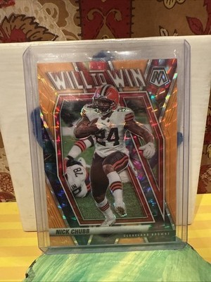2021 Panini Mosaic Will to Win Nick Chubb #WW10 Orange Fluorescent /25 MINT