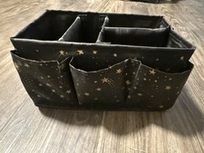 Avon Beauty Caddy and Makeup Organizer Black With Gold Stars