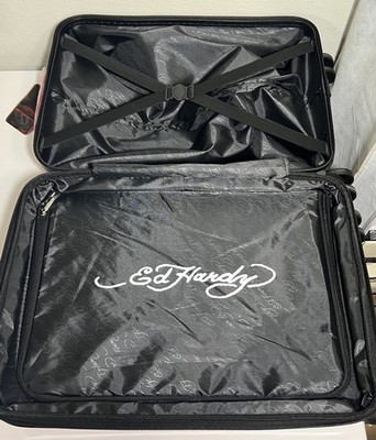 Ed Hardy Carry On Bag Suitcase Luggage Love Kills Slowly Black Red