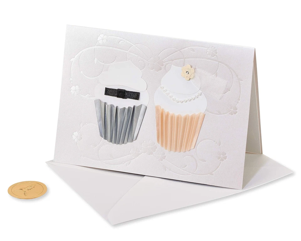 Papyrus Wedding Card Cupcake Couple Sweet Wishes for Marriage Congratulations - Image 4 of 4