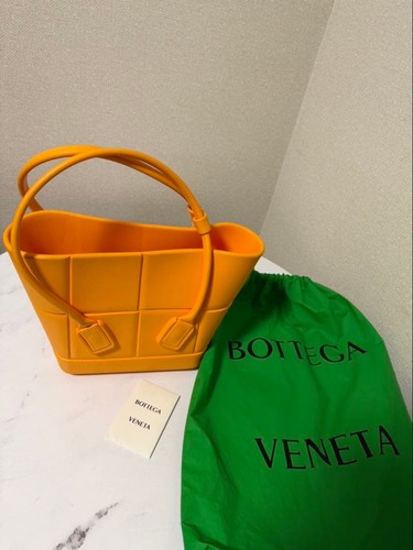 Bottega Veneta Arco Rubber Tote Orange Used From Japan