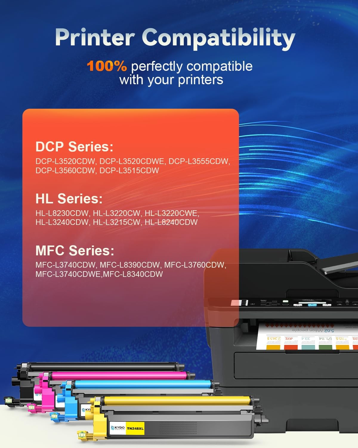 Toner compatible TN248 anti blocage pour eviter les pannes d'impression a la maison