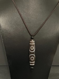 Dzi Bead " 3 Eyes " Amulet Pendant Necklace 55.8mm x 13mm