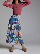 Women  s Anthropologie Maeve Tiered Maxi Skirt Size 2P