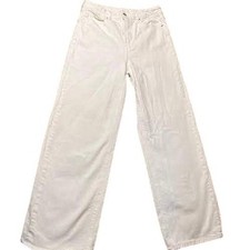 White Wide Leg Jeans High Waist Women's Denim Pants Casual Trousers