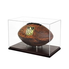 Happyseason Football Display Case, One-Piece Acrylic, Solid Wood Base, Stainl...
