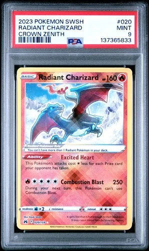 Radiant Charizard 020/159 Sword Shield Crown Zenith Pokemon PSA 9