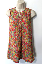 Peek Girls Floral Sleeveless Dress Sz XL 10 100 Cotton 1/4 Button Front EUC