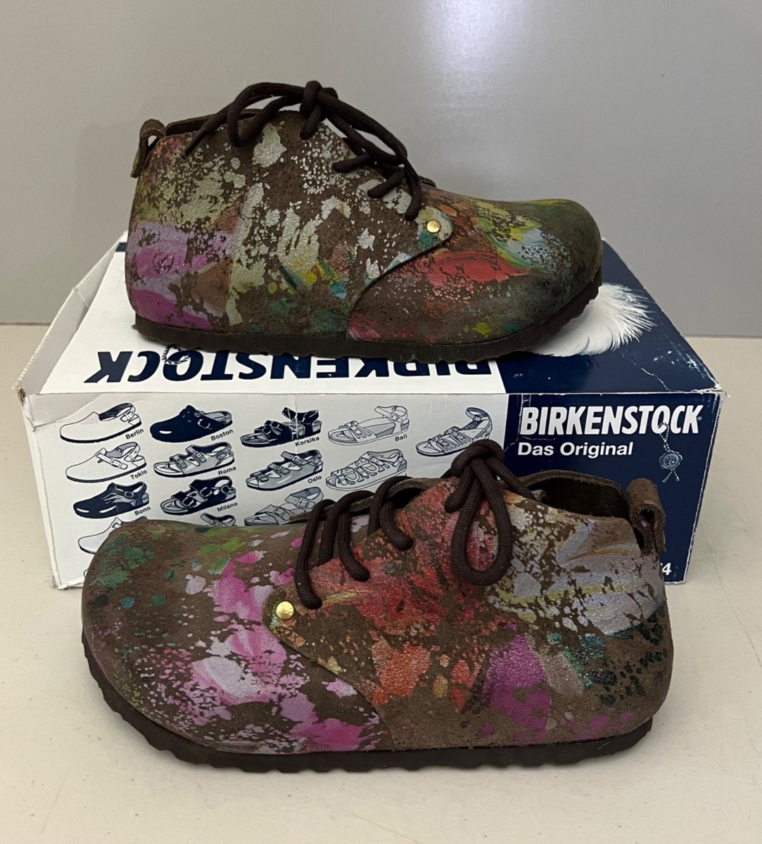 Birkenstock Dundee Sz 26 Flower Crush Mocca Chukka Boston Boot Shoes Paint