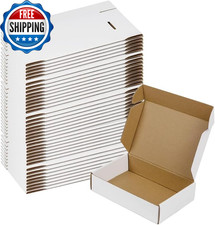 50 Pack 7X5X2 Small Shipping Boxes, White Corrugated Cardboard Packaging Box for