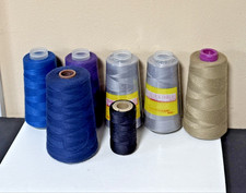 Lot of 7 Spun Polyester 3000- 6000yd spools Sewing Serger Thread various colors