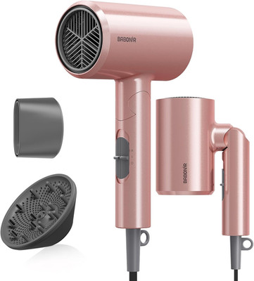 Secador ionico compacto para cabello rizado con difusor rosa y secado rapido uso