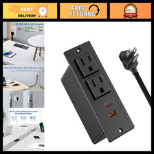 Recessed Power Strip with USB-C PD 30W Fast Charging, 2 AC Outlets, 2 USB Ports,