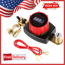 Top Post Battery Disconnect Switch with Voltmeter, DC 5-60V Kill Switch Car Boat