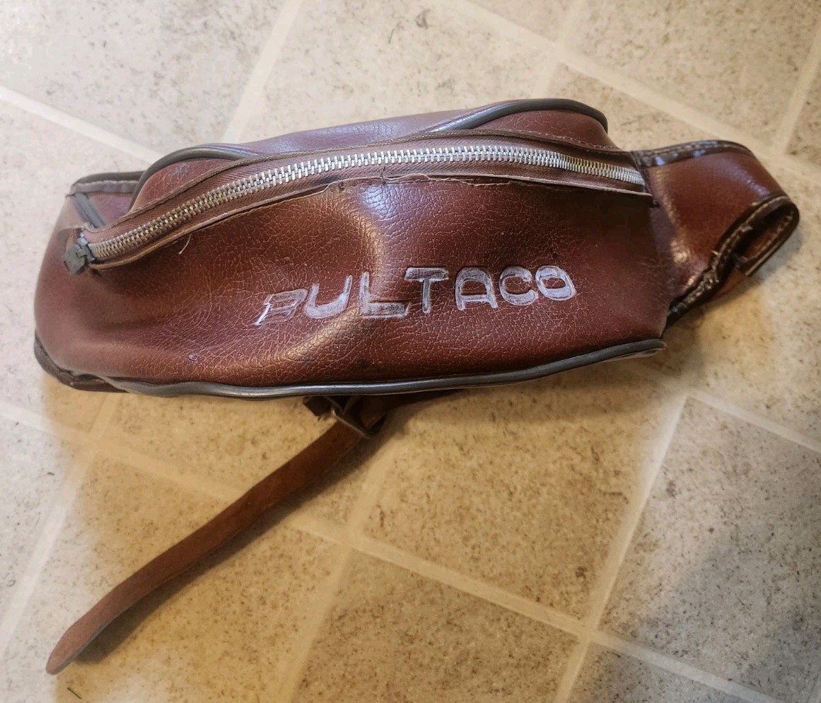 VINTAGE 1970s BULTACO Motorcycle Riding Bag Fanny Pack Brown