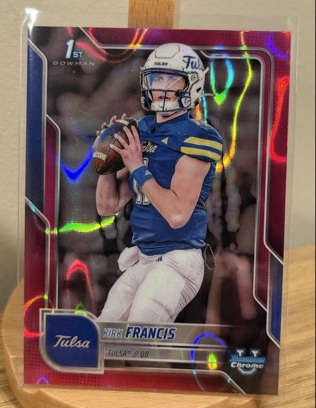 2025 Bowman University Chrome Kirk Francis #20 Pink Lava Refractor (RC) Tulsa