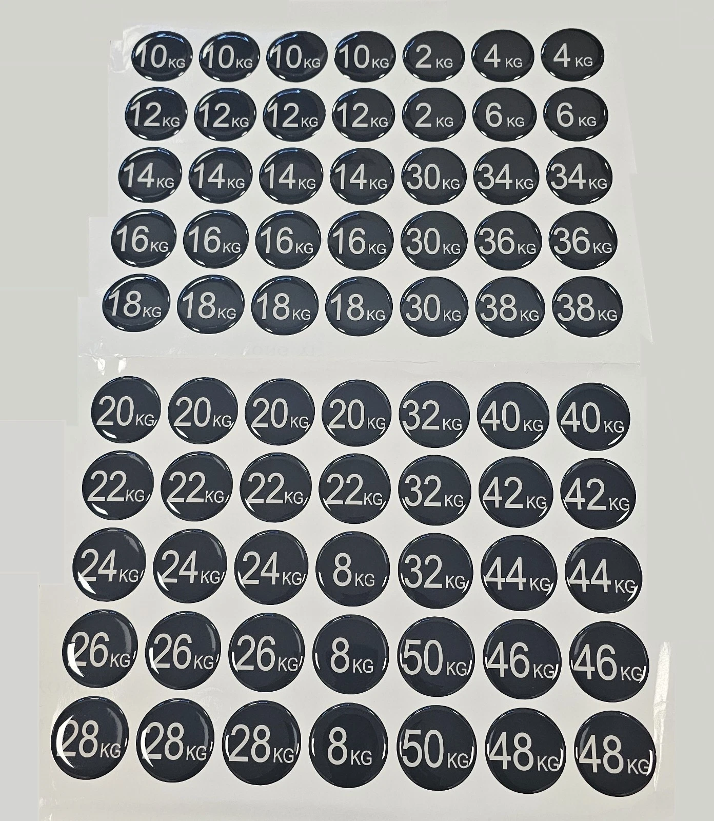 Dumbbell Stack Rack 3D Embossed Gloss Label System 2kg - 50kg sticker dumbell