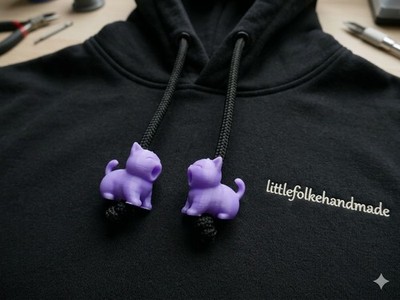 Chibi hungrige Katze lila Hoodie Freunde - 3D-gedruckter Kordelzug Anhänger