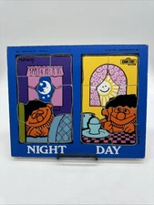 Vintage PLAYSKOOL Wooden Puzzle Sesame Street ERNIE Night Day 1974