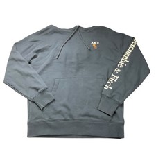 Abercrombie  Fitch Hoodie Mens S Navy A F Moose Logo Sleeve Spellout Relaxed HW