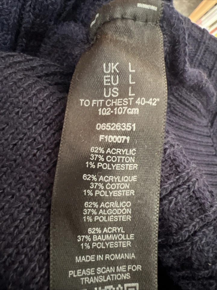 ASOS MENS NAVY LONG SLEEVE ZIP UP CARDIGAN SIZE LARGE CHEST 40-42 - Image 4 of 4