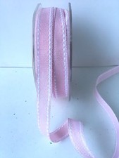1/2" grosgrain w/stitched edge ribbon - May Arts - MH17 - Pink/White- 30 yds