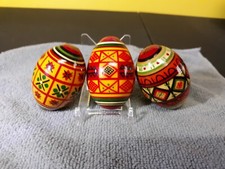 Hand Painted Wooden Easter Eggs Set Of 3 