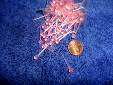 Vintage Plastic Pink Translucent Sparkle Push Pins - Sequin Pins 