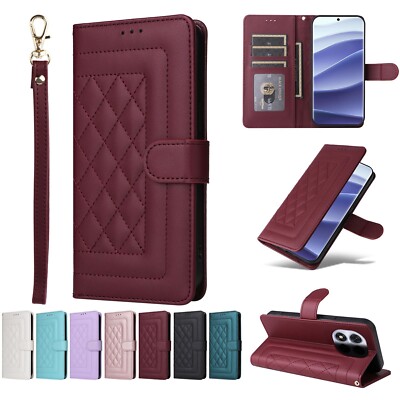 Grid Leather Strap Wallet Cover Case For Redmi Note 14 13 12 11 Pro K60 13 14C