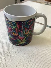 Dean Russo Orange Eyes Double Sided Cat Coffee Mug 11 oz.  Cactus Coating