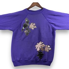 Vintage Hanes Her Way Women s Size Large L Sweatshirt Purple Floral Design Fall
