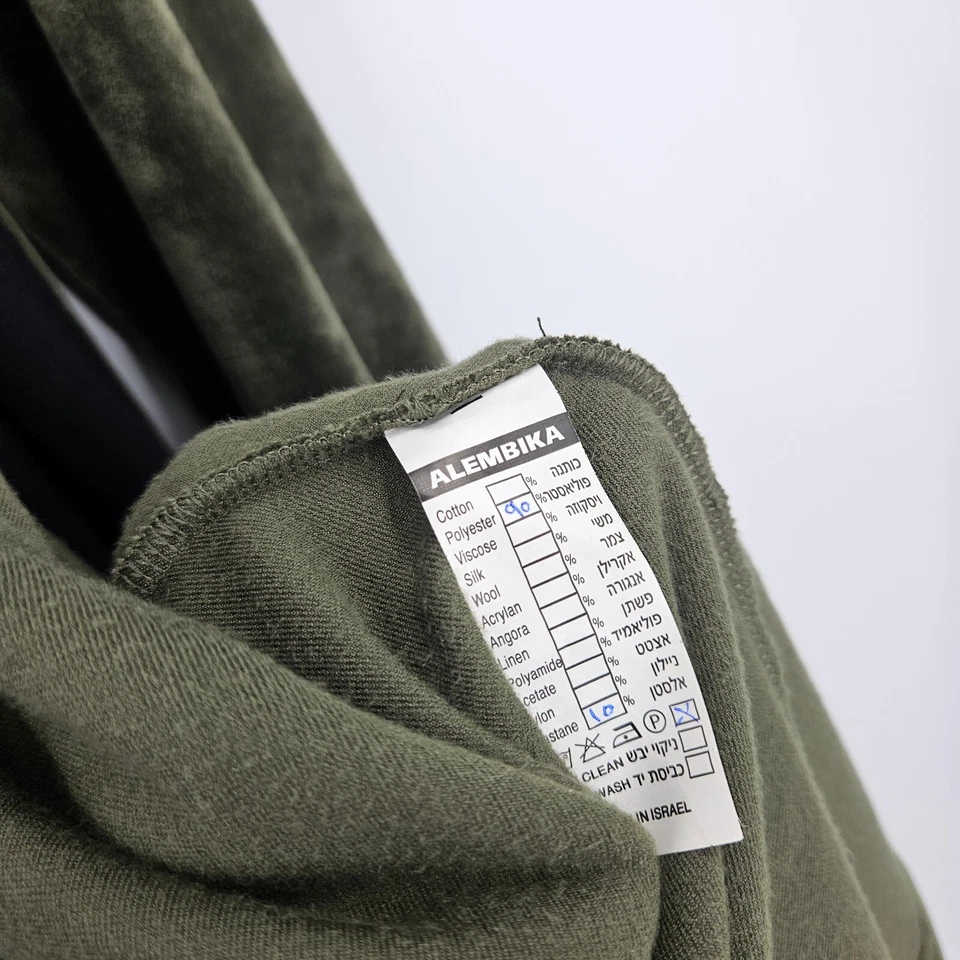 Alembika Cardigan Sweater Olive Green Velvet Velour Open Front Longline Size 1 - Image 4 of 4