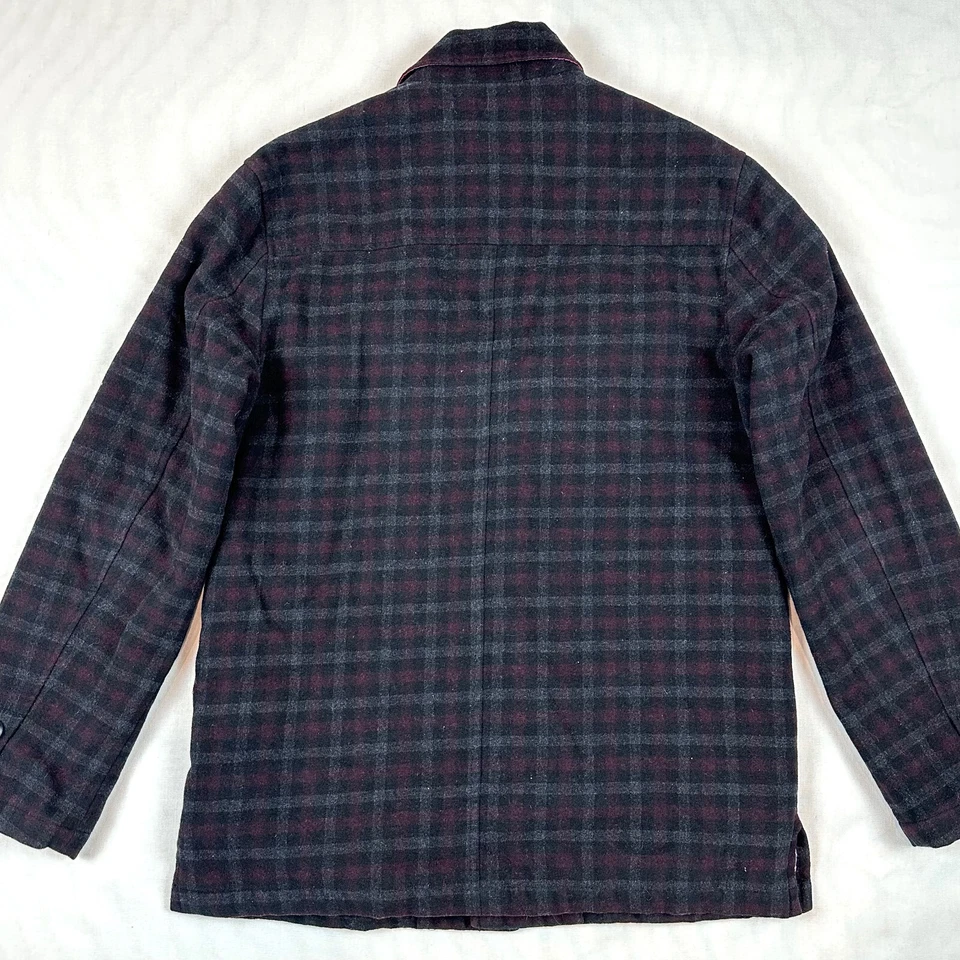 Chaqueta Camisa de Lana Utex Para Hombre Talla M Gris Borgoña Forro A Cuadros Acolchado Chamarra Foto 3 de 4