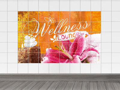 Fliesenaufkleber Fliesenbild Fliesensticker für Badezimmer Schriftzug Wellness