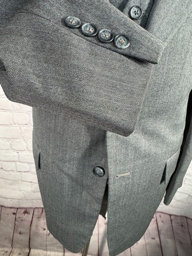 ARNIE Mens Gray HERRINGBONE Wool Blend 2 Piece VEST Combo PAIR 42R Jacket - Picture 5 of 14