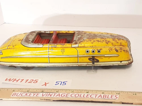 Vintage Marx Buick Convertible Car Tin Litho Wind Up Toy Louis Marx Toy 11"