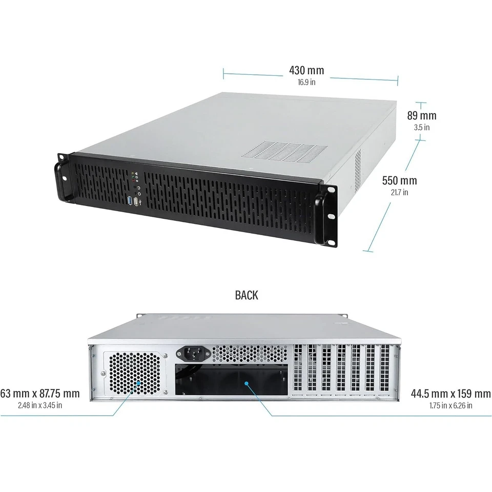 Rosewill RSV-Z2850U 2U Server Chassis Rackmount Case 4X 3.5 Bays, 2X 2.5 Devices - Image 4 of 4