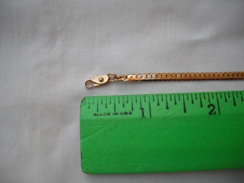 Gold Color Herringbone Chain Bracelet, Simulated? Faux? Gold Plated?, Length 8" - Picture 2 of 8