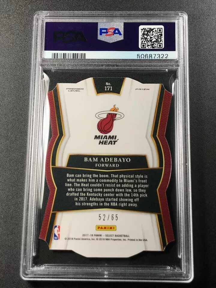 BAM ADEBAYO 2017 PANINI SELECT #171 DIE CUT PRIZM ROOKIE RC /65 