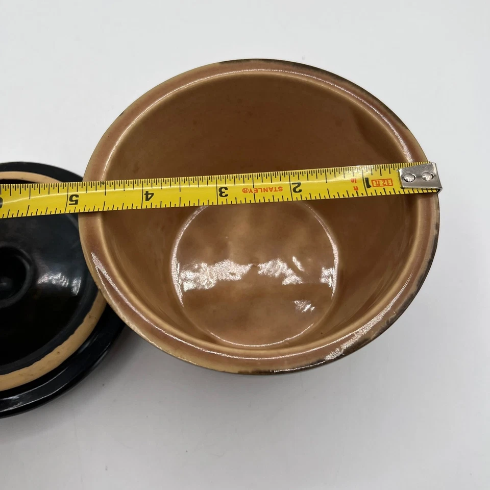 Copper Crock Club Jar Lid Hammered Texture Brown Kitchen Storage Container - Image 4 of 4