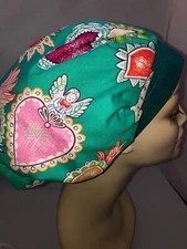 Bouffant Scrub Hat Teal Hearts Cinco de Mayo Surgical Cap CRNA CNOR Chef